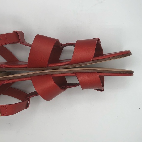 J CREW RED OLYMPIA LEATHER SANDALS - Picture 9 of 11